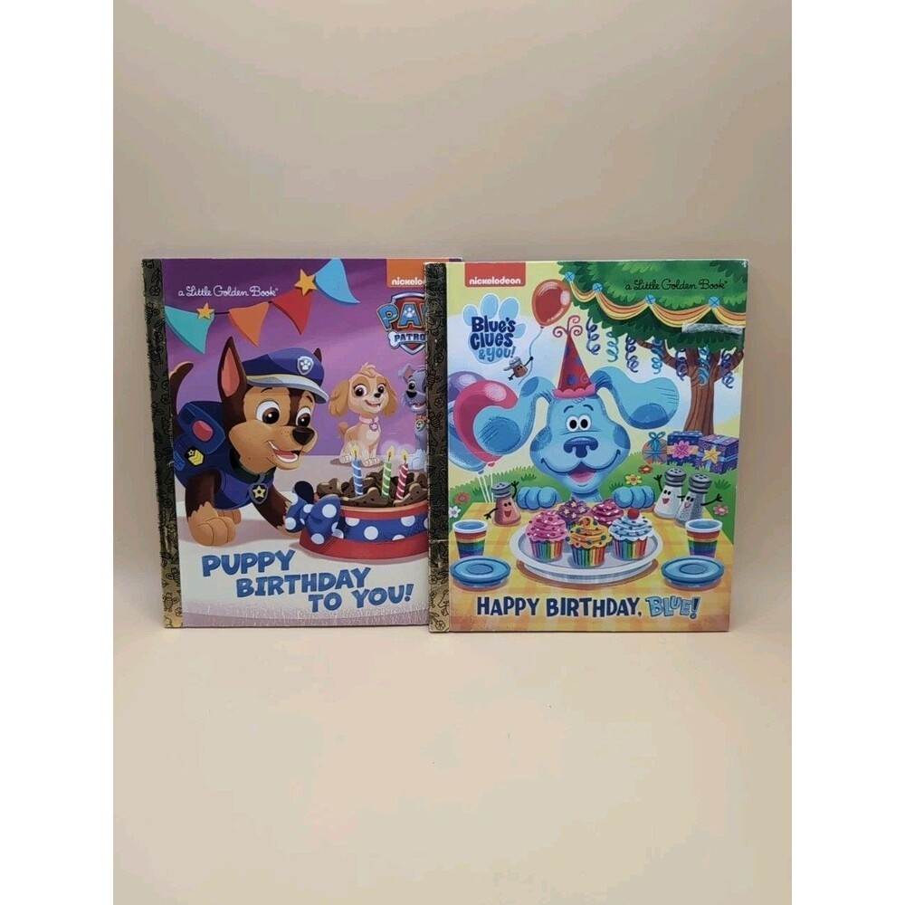 Vintage A Little Golden Book lot Of 2 Dog Lover Happy Birthday Books- Paw Patrol